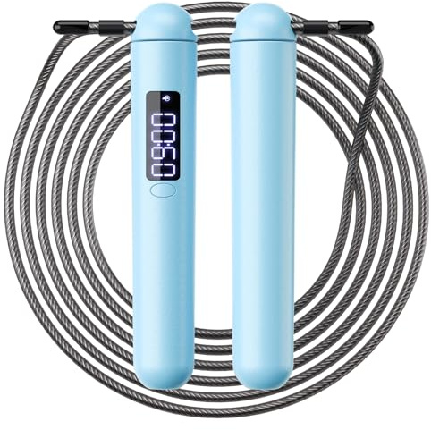 ACHDOFITS Smart Jump Rope | Accurate Calorie Tracking & 4 Training Modes | Adjustable Steel Wire Rope | Built-in High-Speed Bearings | Type-C Charging | Ideal for Fat Burning, Speed Training & Home Workouts