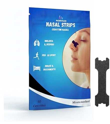NORVIAN Cerotti Nasali Antirussamento, Cerotti Nasali Sport per Uomo e Donna Kit da 50 Pezzi, Dilatatore Nasale con Tenuta Extra Forte per Respirare Meglio dal Naso (Nero)
