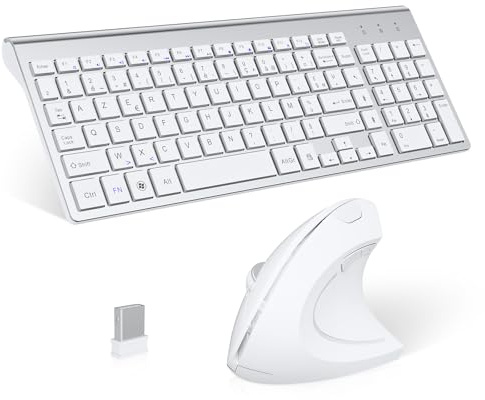 2.4GHz Wireless Verticale Ergonomico Mouse e Tastiera Combo Slim Portatile Dimensioni per PC Desktop Computer Portatile Tablet Mac (Right-Handed)