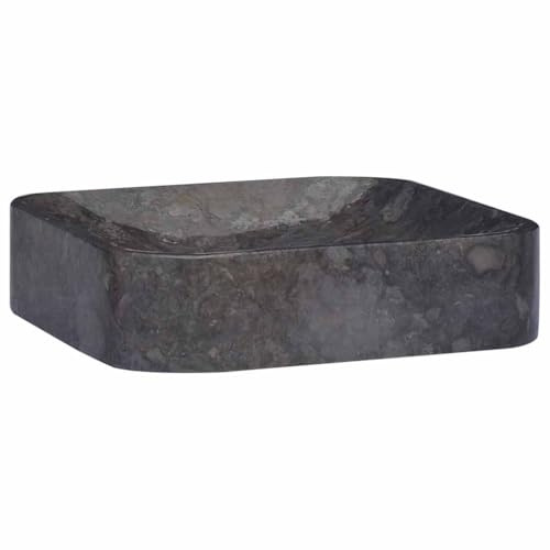 YuuSsea Black Marble Vessel Sink, 15.7x15.7x3.9 Square Modern Bathroom Vanity Bowl, Countertop Washbasin for Restroom