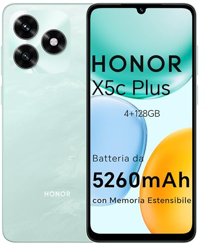 HONOR X5c Plus Smartphone Dual SIM NFC, 5260mAh Batterie, 4+128GB, 6.74 Pouces 90 Hzécran Confort Téléphone, Caméra 50 mégapixels, Android 15, MicroSD 1 to Extensible, Ocean Cyan