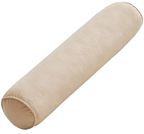 JORTUIO Almohada Cervical Cilíndrica del Cuello, Almohada Lumbar Larga, Cojín Cilíndrico, Almohada de Apoyo, con Funda Extraíble, para Dormir/Hogar/Oficina, Sofá(Beige,20x120cm/7.8x47in)