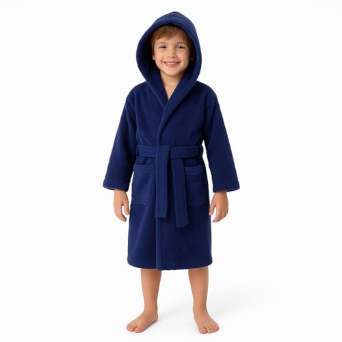 Bassetti Accappatoio Bambini Unisex con Cappuccio in Spugna di Puro Cotone 360 g/m² – Pop Color – Morbido, Assorbente – Taglie 5/6, 7/9, 10/12 Anni (IT, Età, 5 anni, 6 anni, Regular, Oltremare)
