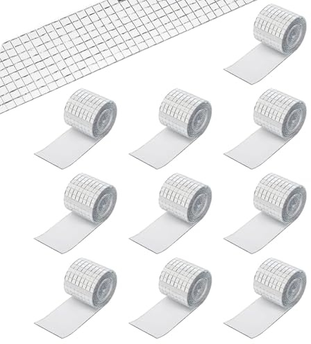 SIGANDG 4800 Pièces Miroirs Auto-Adhésifs Carreaux de Mosaïque, Argent Autocollant Mural Miroir en Verre, Mini Autocollants Carrés en Mosaïque de Verre pour DIY Disco Party Decor (5 x 5 mm)
