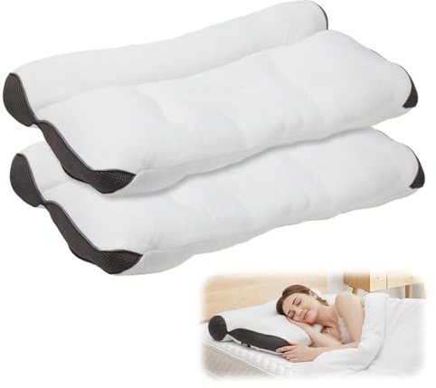 Cuscino cervicale ergonomico, cuscino ortopedico per apnea notturna, doppia microfibra, soffice e morbido, per dormire sul fianco, per schiena e addominali, bianco