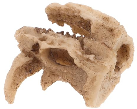 minkissy Escondite Creativa de Rinoceronte de Cráneo de de Resina Cueva Beige Decoración Segura y para Reptiles y Mascotas Pequeñas para Terrarios de Ranas