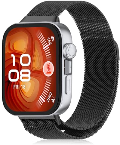YealRed metallarmband för Huawei Watch Fit 5 Pro/4 Pro/5/4/3, ventilerande nätarmband med magnetspänne, män och kvinnor, klockarmband kompatibelt med Huawei Watch Fit 5 Pro/4 Pro/5/4/3 (svart)