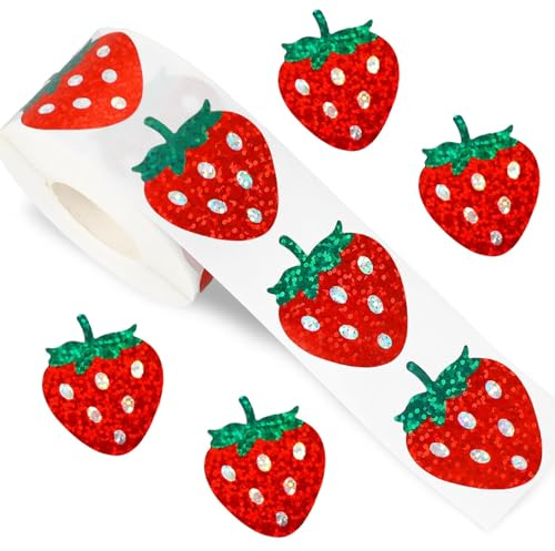 500 Pegatinas de Fresa, Adorables Pegatinas de Fresa, Calcomanías Recompensa Fruta, Etiquetas para Bolsas de Regalo, para Bolsas de Regalo, Sobres y Diario