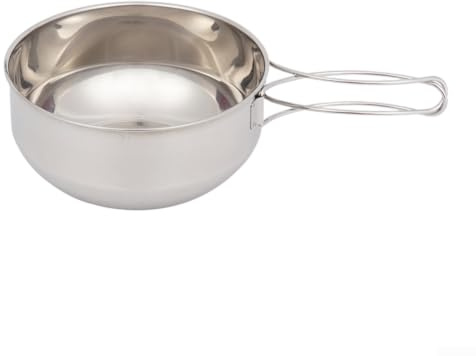 Fällbar skål i rostfritt stål 650 ml/500 ml, 304 grad häckande campingskål med vikbart handtag, lätt hopfällbar skål för vandring, picknick och utomhusresor – silver (1 st stor skål)