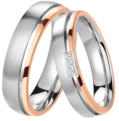 DOOSTI Partnerringe/Trauringe Dainty - Bicolor Chirurgischer Edelstahl mit Gratis Gravur …