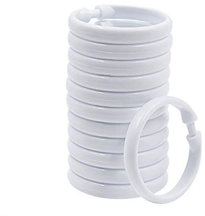 Top-spring 12 Packs Shower Curtain Rings Plastic Curtain O Rings Hook Hanger Bath Drape Loop Clip Glide Bathroom Shower Window Rod (White)