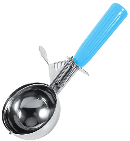 Cuillère à crème glacée - Cuillère à crème glacée en acier inoxydable avec poignée en plastique, équipée d' levier de déverrouillage Inclut la taille 3,14 pouces(Bleu