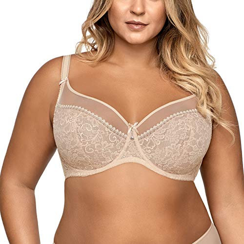 AVA 1396 Soft BH Damen Unterwäsche Gemustert Seitenstäbchen Regulierbar Setteil, Beige,95C