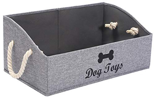 Geyecete Trapezoidale Contenitori per Giocattoli per Cani,Contenitore Giochi con Manico,Portagiochi Cani,Scatola per Giocattoli Pieghevoli,Organizer Giocattoli per Animali Domestici-Grigio Neve