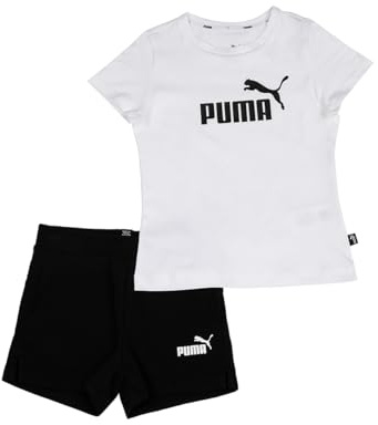 PUMA Logo Tee & Shorts Set G, Mädchen Jogginganzug, Puma White, 140 -