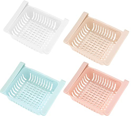 4 Piezas Frigoríficos Organizadores de Cajones, Organizadores Nevera, Contenedores de Almacenamiento, Cajones de Plástico para Frigorífico Estante