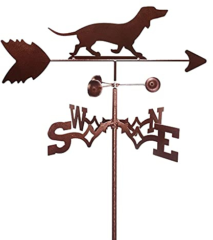 CAZARU Wetterfahnen Dackel Kreative Dackel-Skulpturen Edelstahl-Wetterfahnen-Messwerkzeuge Wetterhahn mit Anti-Rost-Beschichtung Langlebig Outdoor-Gärten Häuser Terrasse Rasenflächen