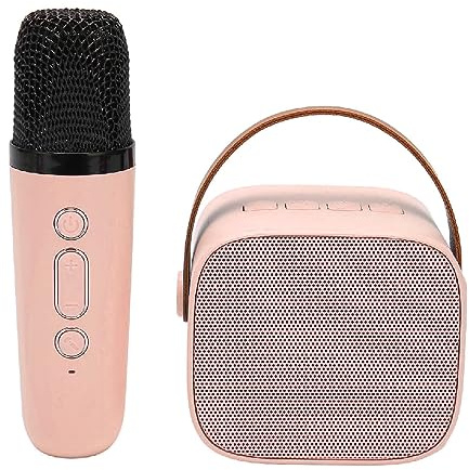 Mini Ensemble de Machine de karaoké, Ensemble de Machine de karaoké Portable avec Microphone sans Fil, Grand Champ Sonore pour la Maison KTV, Puce Professionnelle (Rose)