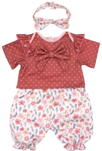 ZWOOS Puppenkleidung für Babypuppen 50-55 cm, süßes Baumwolle Outfit kompatibel mit Baby Puppen, Geschenke für Mädchen, Kinder(Blumenoutfit)