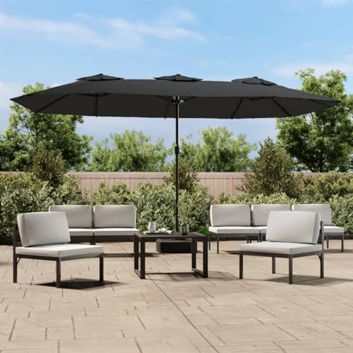 LAPOOH Sombrilla Doble con lucesgris Antracita 449x245 cm, Parasoles De Jardin, Sombrilla Piscina, Sombrilla Terraza Exterior, Parasol Playa, Sombrillas para Jardin - 362955