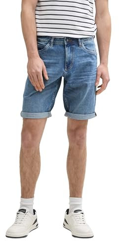 TOM TAILOR TTJOSH Regular Slim Jeans Shorts, mid Stone Blue Grey Denim, 36