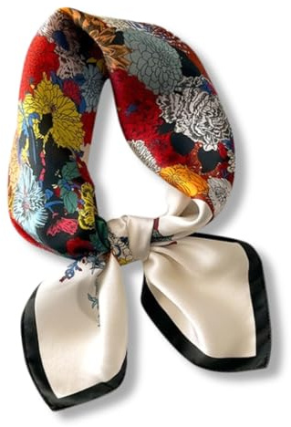 PoeticEHome 100% Pure Mulberry Silk Neck Scarf 27x27 Women Square Neckerchief Headscarf Gift Packed