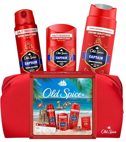 Old Spice Reisetasche Geschenkset für Männer mit Captain Deostick und Duschgel, 24/7 Frischhh bei täglicher Anwendung, langanhaltender Duft in Parfumqualität