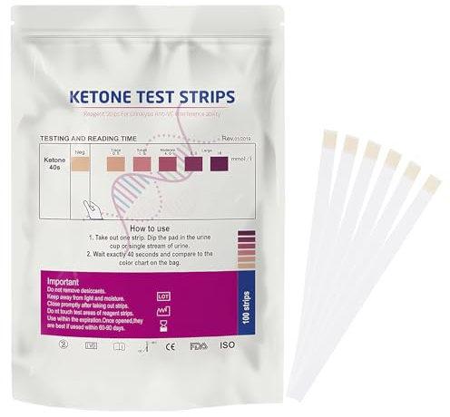 100 bandelettes de test de cétose, pour des résultats instantanés, idéales pour le régime cétogène et la nutrition, pratiques et rapides, à utiliser à domicile.