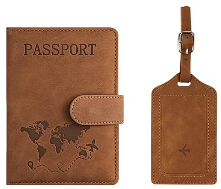 ZYMIADOU Rfids Blocco Passaporti Portafoglio Viaggio Valigia Tages Cover Holder e Bagagli Accessori Essenziali Viaggio Titolare Copertura Portafoglio Rfids Blocco Custodia in Pelle per Carte, Marrone