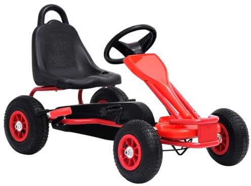 Ziaphsol Pedal Go-Kart con neumáticos de aire rojo Vehículo de pedal infantil de hierro y plástico, frenos de mano, 90 x 50 x 51 cm, para niños de 3 a 6 años, 30 kg, jardín y sala de juegos