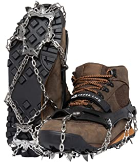 Yatta Life Trail Spikes Crampons Ice Grips for Hiking - Winter Shoes/Boots with 14 Stainless Steel Spikes, Anti-Slip Traction Cleats for Snow Ice Walking Climbing Mountaineering (Black, L)