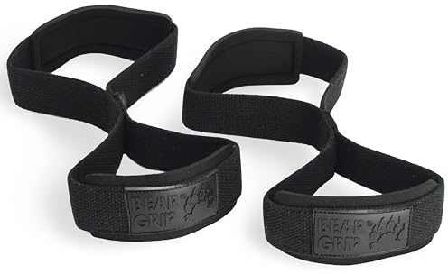 BEAR GRIP - Sangles de levage de poids Premium figure 8 (vendues par paire) (Noir)