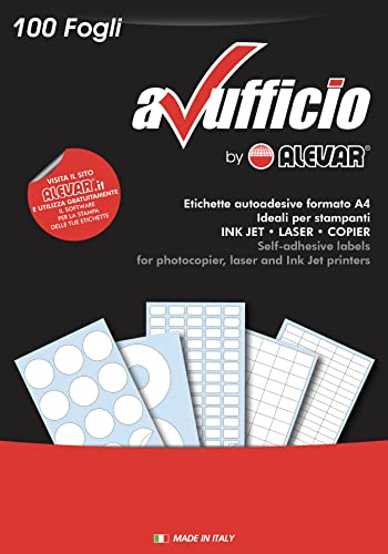 100 Etichette Adesive Senza Margini - 210 x 297 mm - 1 Etichetta Bianca per Foglio - 100 Fogli A4