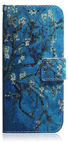 Sony Xperia L4 Phone Case, Shockproof Wallet Slim PU Leather Flip Folio Case with Magnetic Closure Stand Card Holder Soft TPU Bumper Protective Phone Cover for Sony Xperia L4 - Blue Apricot Tree
