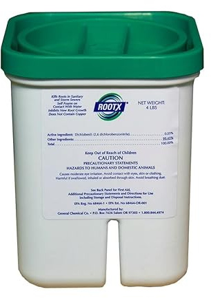 RootX - 4 LB. Jar (No. Funnel/Applicator) Foaming Root Control for Sewer Lines and Septic System