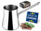 Hakan Topkapı - Cafetera turca de acero inoxidable, 16.9 onzas, 500 cc, cafetera árabe griega midi con boquilla, cafetera superior de estufa en caja, calentador de leche con asa, olla Chai Cezve,
