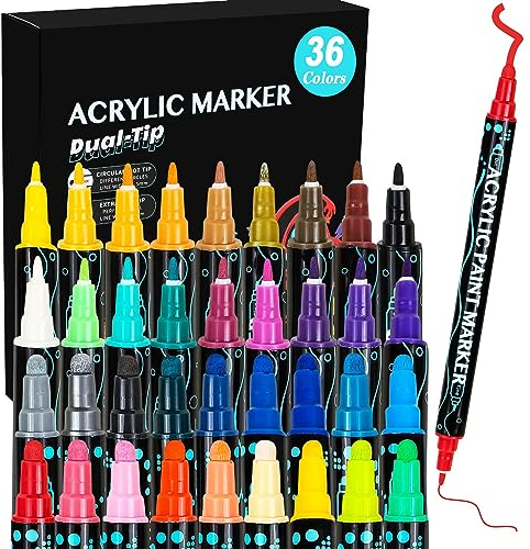 FLYISH DIRECT Rotuladores Lettering Doble Punta | 36 Rotuladores de Colores | 5mm Punta del Pincel y 1mm Punta Fina para Dibujo, Caligrafía, Lettering | Rotuladores Acuarelables de Pintura Acrílica