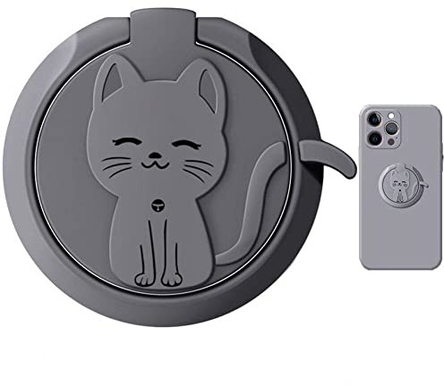 Söt katt metall 360 graders snurra finger ring telefonhållare ringar söt mobilgrepp uttag för telefon magnetiskt fäste