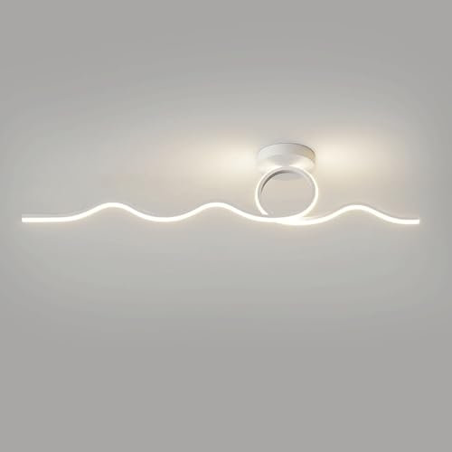 Elksdut Luz De Techo De Arco Minimalista Lámpara De Techo De Montaje Semi Empotrado De Tira Larga, Lámparas De Araña Modernas Luces Lineales Cerca del Techo para Sala De Estar Dormitorio Pasillo Coci