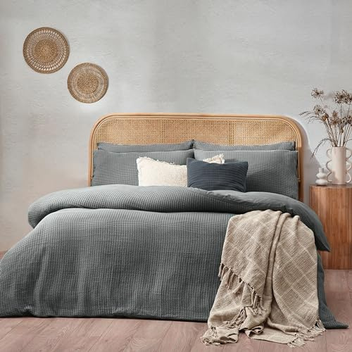 furn. Yard Chunky Waffle 100% Cotton Duvet Cover Set, Dusk