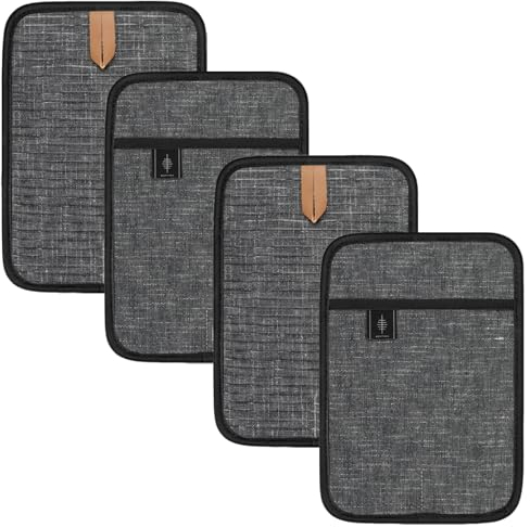 BONTHEE Agarraderas para ollas de algodón Resistente al Calor Juego Grande de 4 agarraderas Antideslizantes para cocinar Hornear Accesorios de Cocina Gris