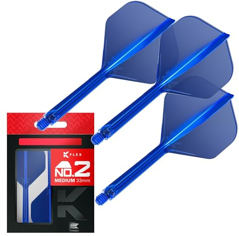 Target Darts K Flex Integrierter Dart-Flug und -Schaft, Nr. 2 Blau (Mittel) | 3er-Pack K-Flex - Nr. 2, Präzisionsgeformte 2-in-1-Dart-Flüge und Dart-Schaft | Professionelles Dart-Zubehör