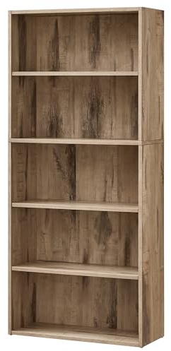 VASAGLE CUSTOS Collezione - Libreria Scaffale a 5 Ripiani, Portaoggetti, Organizzatore con Scomparti, Ripiani Aperti Regolabili, per Soggiorno, Ufficio, Camera da Letto, Marrone Cammello LBC165T50