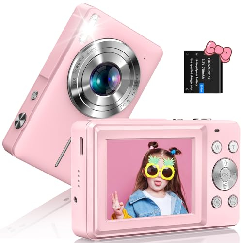 Digitalkamera Fotoapparat 1080P 44MP Fotokamera mit 16X Digitalzoom Tragbare Kompaktkamera Vlogging Digitalkamera für Kinder Teenager Anfänger