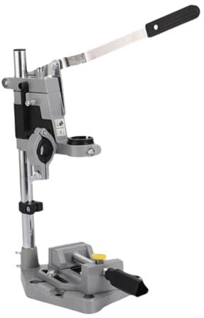 perfk Support de support de perceuse avec Mini étau, support d'outil de presse de bureau, pince d'établi pour perceuse à trous angulaires perpendiculaires