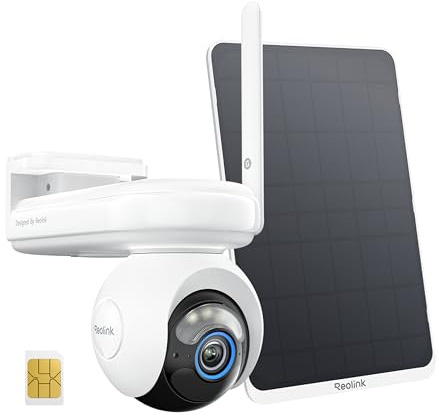 Reolink 4G LTE Cellular Security Camera Outdoor Wireless with SIM Card, 20,000mAh Battery Powered, Pan & Tilt, Auto Tracking, No WiFi Camera, 2K Colour Night Vision, Altas Go PT+12W Solar Panel