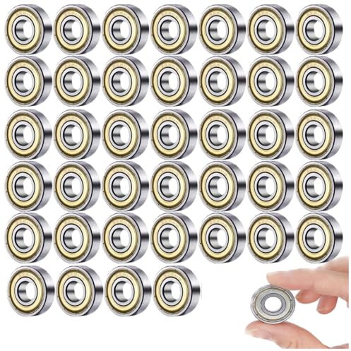 Tkxjry 40 Stück 608 ZZ Kugellager, 8mmx22mmx7mm Rillenkugellager, 608 Metall Double Shielded Miniatur Rillenkugellager, Kleine Kugellager, für Skateboard Roller Inline Skates