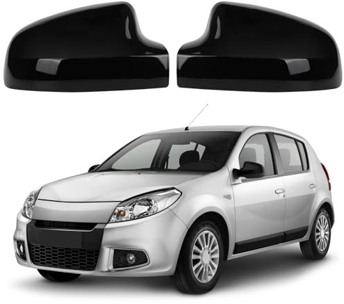 Tapa de la Cubierta del Espejo Compatible con Dacia/Renault Duster 2012-2017, Sandero 2008-2020, Logan 2004-2020, Tapa de Espejo Retrovisor Tapas 963741080R，963747198R - Negro