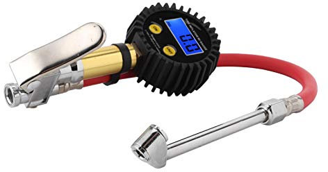Reifendruckmesser, Reifenfüller, Luftleitungs-Reifenpumpe mit Digitalem Manometer-Tester, Reifenmessgeräte für Reifendruck-Luftkompressor-Aufsätze, Universell für Auto, Motorrad,