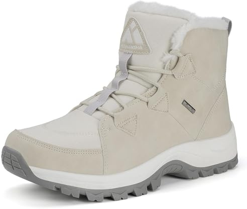 Mishansha Mujer Botas de Nieve Al Aire Libre Senderismo Trekking Zapatos Invierno Forro Piel Sneakers Calientes Botines Gris Claro Gr.39